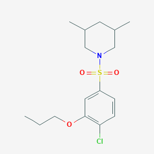 molecular formula C16H24ClNO3S B346635 1-((4-Chloro-3-propoxyphenyl)sulfonyl)-3,5-dimethylpiperidine CAS No. 886139-93-1