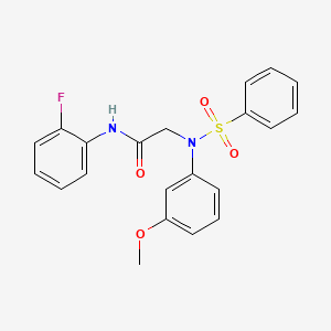 2-[N-(benzenesulfonyl)-3-methoxyanilino]-N-(2-fluorophenyl)acetamide