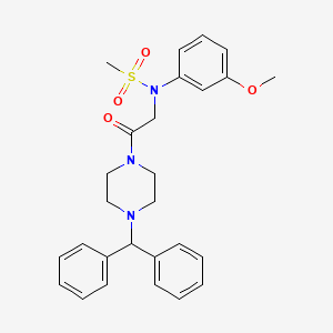 molecular formula C27H31N3O4S B3466400 N-{2-[4-(diphenylmethyl)-1-piperazinyl]-2-oxoethyl}-N-(3-methoxyphenyl)methanesulfonamide 