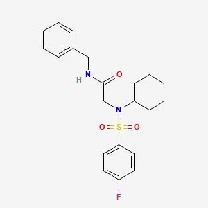 molecular formula C21H25FN2O3S B3466443 N~1~-benzyl-N~2~-cyclohexyl-N~2~-[(4-fluorophenyl)sulfonyl]glycinamide 