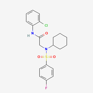 molecular formula C20H22ClFN2O3S B3466477 N~1~-(2-chlorophenyl)-N~2~-cyclohexyl-N~2~-[(4-fluorophenyl)sulfonyl]glycinamide 