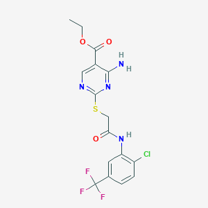 ethyl 4-amino-2-[(2-{[2-chloro-5-(trifluoromethyl)phenyl]amino}-2-oxoethyl)thio]-5-pyrimidinecarboxylate