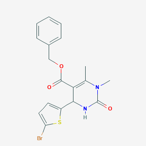 Pyrimidine-5-carboxylic acid, 1,2,3,4-tetrahydro-4-(5-bromo-2-thienyl)-1,6-dimethyl-, benzyl ester