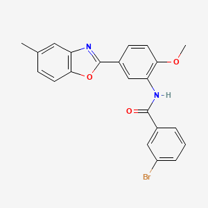 molecular formula C22H17BrN2O3 B3466549 3-bromo-N-[2-methoxy-5-(5-methyl-1,3-benzoxazol-2-yl)phenyl]benzamide 