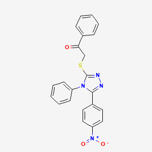 molecular formula C22H16N4O3S B3466561 2-{[5-(4-nitrophenyl)-4-phenyl-4H-1,2,4-triazol-3-yl]thio}-1-phenylethanone 