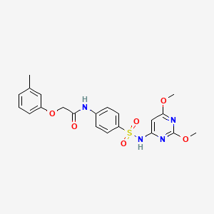 molecular formula C21H22N4O6S B3466583 N-(4-{[(2,6-dimethoxy-4-pyrimidinyl)amino]sulfonyl}phenyl)-2-(3-methylphenoxy)acetamide 