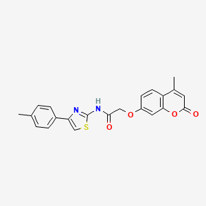 molecular formula C22H18N2O4S B3466667 2-[(4-methyl-2-oxo-2H-chromen-7-yl)oxy]-N-[4-(4-methylphenyl)-1,3-thiazol-2-yl]acetamide 