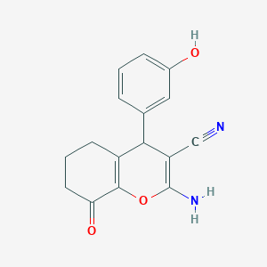 molecular formula C16H14N2O3 B346669 2-Amino-4-(3-hydroxyphenyl)-8-oxo-4,5,6,7-tetrahydrochromene-3-carbonitrile 