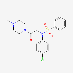 molecular formula C19H22ClN3O3S B3466700 N-(4-chlorophenyl)-N-[2-(4-methyl-1-piperazinyl)-2-oxoethyl]benzenesulfonamide 