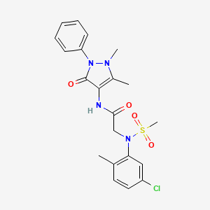 molecular formula C21H23ClN4O4S B3466744 N~2~-(5-chloro-2-methylphenyl)-N~1~-(1,5-dimethyl-3-oxo-2-phenyl-2,3-dihydro-1H-pyrazol-4-yl)-N~2~-(methylsulfonyl)glycinamide 