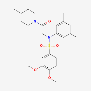 molecular formula C24H32N2O5S B3466758 N-(3,5-dimethylphenyl)-3,4-dimethoxy-N-[2-(4-methyl-1-piperidinyl)-2-oxoethyl]benzenesulfonamide 