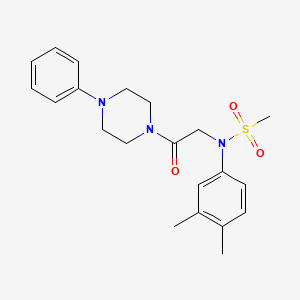 molecular formula C21H27N3O3S B3466763 N-(3,4-dimethylphenyl)-N-[2-oxo-2-(4-phenyl-1-piperazinyl)ethyl]methanesulfonamide 