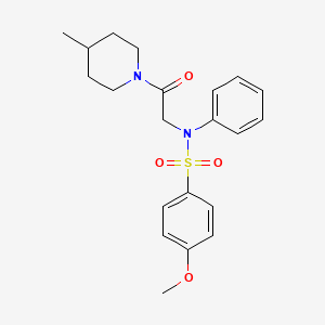 molecular formula C21H26N2O4S B3466796 4-methoxy-N-[2-(4-methyl-1-piperidinyl)-2-oxoethyl]-N-phenylbenzenesulfonamide 