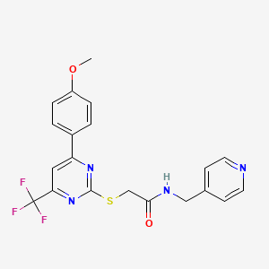 molecular formula C20H17F3N4O2S B3466842 2-{[4-(4-methoxyphenyl)-6-(trifluoromethyl)-2-pyrimidinyl]thio}-N-(4-pyridinylmethyl)acetamide 