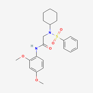 molecular formula C22H28N2O5S B3466971 N~2~-cyclohexyl-N~1~-(2,4-dimethoxyphenyl)-N~2~-(phenylsulfonyl)glycinamide 