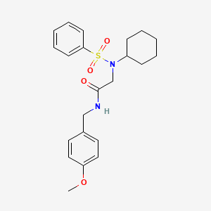 molecular formula C22H28N2O4S B3466977 N~2~-cyclohexyl-N~1~-(4-methoxybenzyl)-N~2~-(phenylsulfonyl)glycinamide 