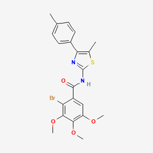 molecular formula C21H21BrN2O4S B3466991 2-bromo-3,4,5-trimethoxy-N-[5-methyl-4-(4-methylphenyl)-1,3-thiazol-2-yl]benzamide 