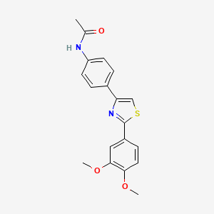 molecular formula C19H18N2O3S B3467009 N-{4-[2-(3,4-dimethoxyphenyl)-1,3-thiazol-4-yl]phenyl}acetamide 