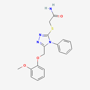 molecular formula C18H18N4O3S B3467023 2-({5-[(2-methoxyphenoxy)methyl]-4-phenyl-4H-1,2,4-triazol-3-yl}thio)acetamide 