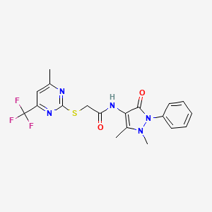 N-(1,5-dimethyl-3-oxo-2-phenyl-2,3-dihydro-1H-pyrazol-4-yl)-2-{[4-methyl-6-(trifluoromethyl)-2-pyrimidinyl]thio}acetamide