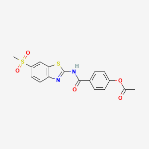 molecular formula C17H14N2O5S2 B3467210 4-({[6-(methylsulfonyl)-1,3-benzothiazol-2-yl]amino}carbonyl)phenyl acetate 