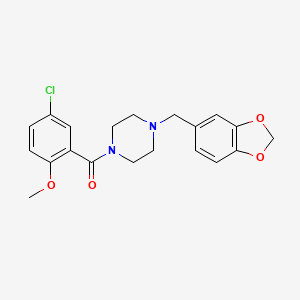 molecular formula C20H21ClN2O4 B3467249 1-(1,3-benzodioxol-5-ylmethyl)-4-(5-chloro-2-methoxybenzoyl)piperazine 