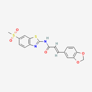 molecular formula C18H14N2O5S2 B3467263 3-(1,3-benzodioxol-5-yl)-N-[6-(methylsulfonyl)-1,3-benzothiazol-2-yl]acrylamide 