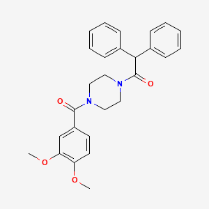 molecular formula C27H28N2O4 B3467287 1-(3,4-dimethoxybenzoyl)-4-(diphenylacetyl)piperazine 