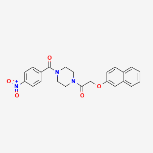 molecular formula C23H21N3O5 B3467309 1-[(2-naphthyloxy)acetyl]-4-(4-nitrobenzoyl)piperazine 