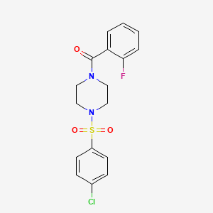 molecular formula C17H16ClFN2O3S B3467349 1-[(4-chlorophenyl)sulfonyl]-4-(2-fluorobenzoyl)piperazine 