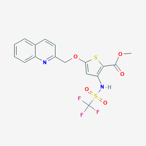 molecular formula C17H13F3N2O5S2 B346748 Methyl 5-(2-quinolinylmethoxy)-3-{[(trifluoromethyl)sulfonyl]amino}-2-thiophenecarboxylate 