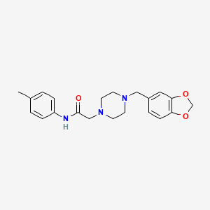 molecular formula C21H25N3O3 B3467499 2-[4-(1,3-benzodioxol-5-ylmethyl)-1-piperazinyl]-N-(4-methylphenyl)acetamide 