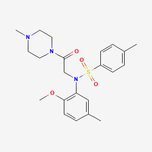 molecular formula C22H29N3O4S B3467527 N-(2-methoxy-5-methylphenyl)-4-methyl-N-[2-(4-methyl-1-piperazinyl)-2-oxoethyl]benzenesulfonamide 