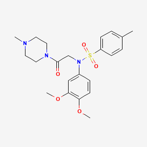 molecular formula C22H29N3O5S B3467533 N-(3,4-dimethoxyphenyl)-4-methyl-N-[2-(4-methyl-1-piperazinyl)-2-oxoethyl]benzenesulfonamide 