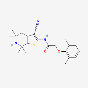 molecular formula C22H27N3O2S B3467758 N-(3-cyano-5,5,7,7-tetramethyl-4,5,6,7-tetrahydrothieno[2,3-c]pyridin-2-yl)-2-(2,6-dimethylphenoxy)acetamide 