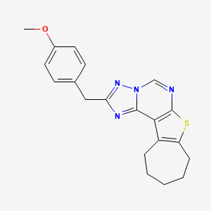 molecular formula C20H20N4OS B3467775 2-(4-methoxybenzyl)-9,10,11,12-tetrahydro-8H-cyclohepta[4,5]thieno[3,2-e][1,2,4]triazolo[1,5-c]pyrimidine 