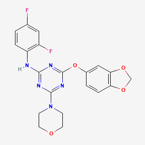 molecular formula C20H17F2N5O4 B3467782 4-(1,3-benzodioxol-5-yloxy)-N-(2,4-difluorophenyl)-6-(4-morpholinyl)-1,3,5-triazin-2-amine 