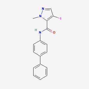 molecular formula C17H14IN3O B3467785 N-4-biphenylyl-4-iodo-1-methyl-1H-pyrazole-5-carboxamide 