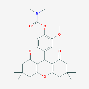 2-methoxy-4-(3,3,6,6-tetramethyl-1,8-dioxo-2,3,4,5,6,7,8,9-octahydro-1H-xanthen-9-yl)phenyl dimethylcarbamate