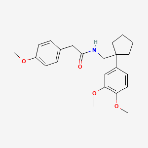 molecular formula C23H29NO4 B3467813 N-{[1-(3,4-dimethoxyphenyl)cyclopentyl]methyl}-2-(4-methoxyphenyl)acetamide 