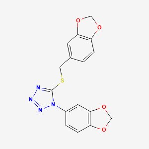 molecular formula C16H12N4O4S B3467825 1-(1,3-benzodioxol-5-yl)-5-[(1,3-benzodioxol-5-ylmethyl)thio]-1H-tetrazole 