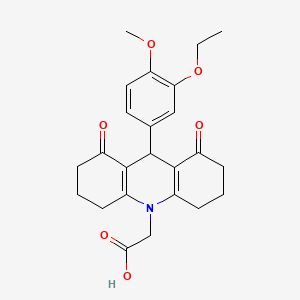 molecular formula C24H27NO6 B3467833 [9-(3-ethoxy-4-methoxyphenyl)-1,8-dioxo-2,3,4,5,6,7,8,9-octahydro-10(1H)-acridinyl]acetic acid 