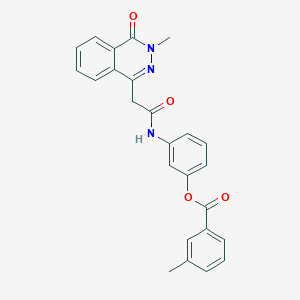 molecular formula C25H21N3O4 B3467852 3-{[2-(3-methyl-4-oxo-3,4-dihydro-1-phthalazinyl)acetyl]amino}phenyl 3-methylbenzoate 