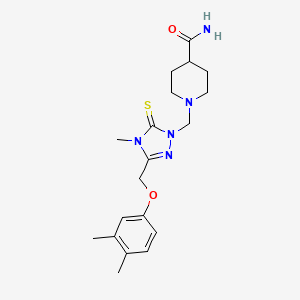 molecular formula C19H27N5O2S B3467857 1-({3-[(3,4-dimethylphenoxy)methyl]-4-methyl-5-thioxo-4,5-dihydro-1H-1,2,4-triazol-1-yl}methyl)-4-piperidinecarboxamide 