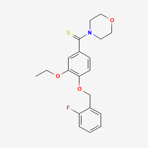 molecular formula C20H22FNO3S B3467896 4-({3-ethoxy-4-[(2-fluorobenzyl)oxy]phenyl}carbonothioyl)morpholine 