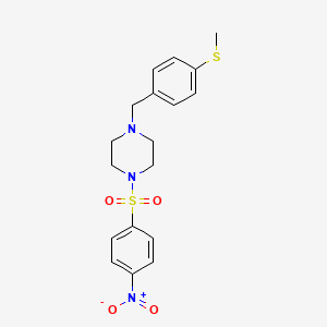 molecular formula C18H21N3O4S2 B3467936 1-[4-(methylthio)benzyl]-4-[(4-nitrophenyl)sulfonyl]piperazine 