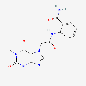 molecular formula C16H16N6O4 B3468058 2-{[(1,3-dimethyl-2,6-dioxo-1,2,3,6-tetrahydro-7H-purin-7-yl)acetyl]amino}benzamide 