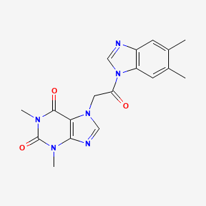 molecular formula C18H18N6O3 B3468093 7-[2-(5,6-dimethyl-1H-benzimidazol-1-yl)-2-oxoethyl]-1,3-dimethyl-3,7-dihydro-1H-purine-2,6-dione 