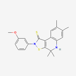 molecular formula C21H22N2OS2 B3468139 2-(3-methoxyphenyl)-4,4,7,8-tetramethyl-4,5-dihydroisothiazolo[5,4-c]quinoline-1(2H)-thione 