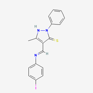 molecular formula C17H14IN3S B3468143 4-{[(4-iodophenyl)amino]methylene}-5-methyl-2-phenyl-2,4-dihydro-3H-pyrazole-3-thione 